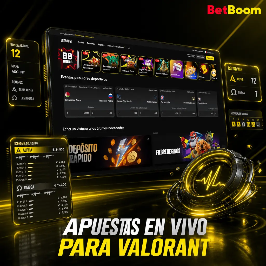 Cuotas en vivo de Betboom para Valorant con transmisión Twitch integrada durante partidos del VCT 2026