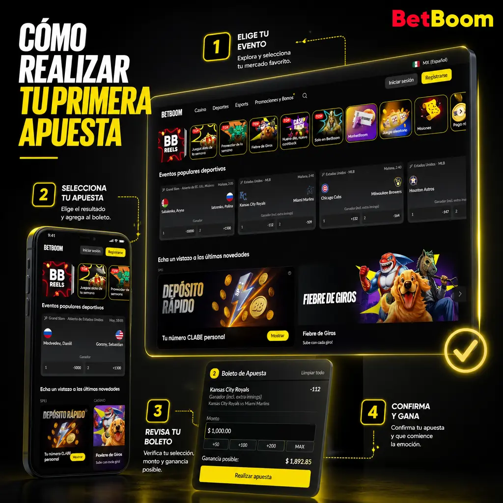 Guía paso a paso para realizar tu primera apuesta en Betboom: registro, depósito y confirmación del boleto