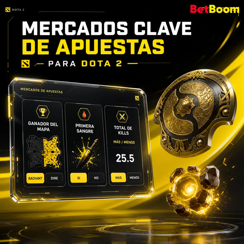 Mercados de apuestas en Betboom para Dota 2: ganador, hándicap de mapas, primera sangre, kills y primer Roshan