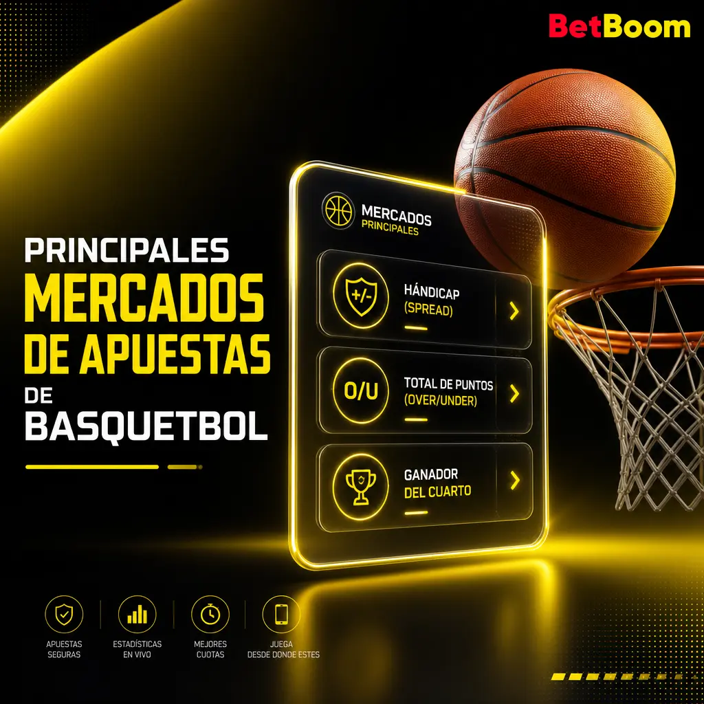 Mercados de apuestas de basquetbol en Betboom: hándicap, ganador, total de puntos, props de jugador y margen de victoria