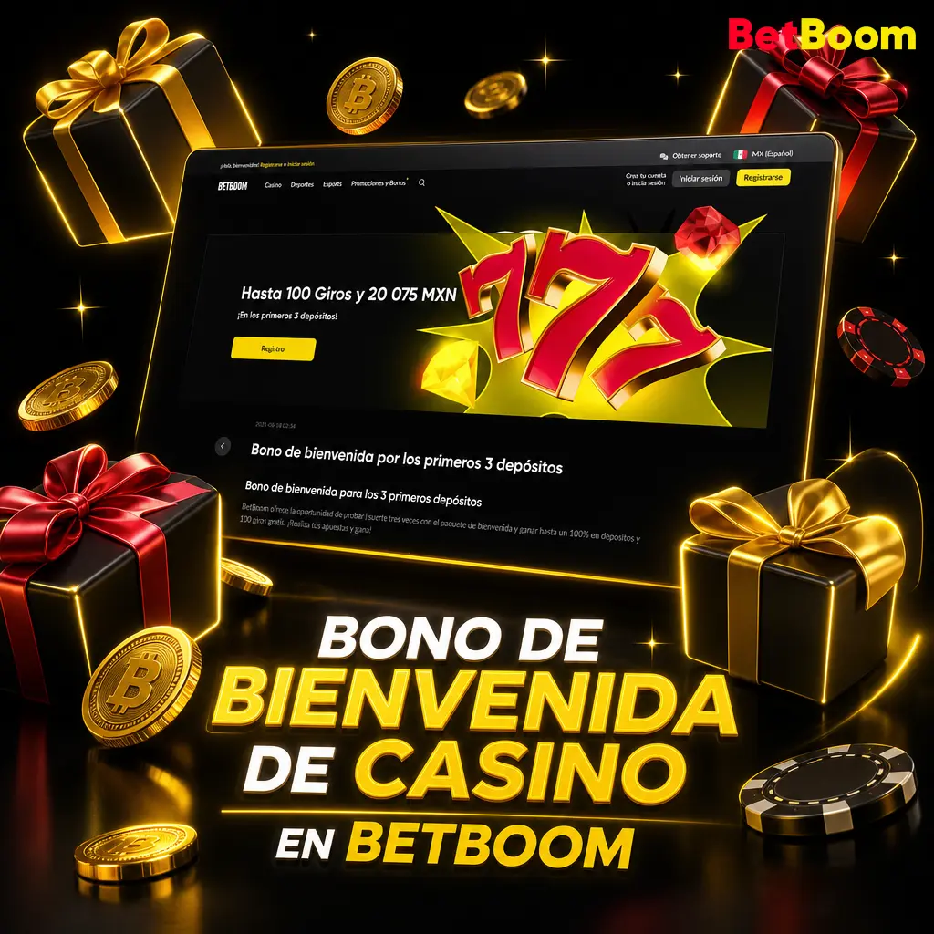 Bono de bienvenida de Betboom Casino: 100 giros gratis y hasta 20,075 MXN con tu primer depósito desde 200 MXN