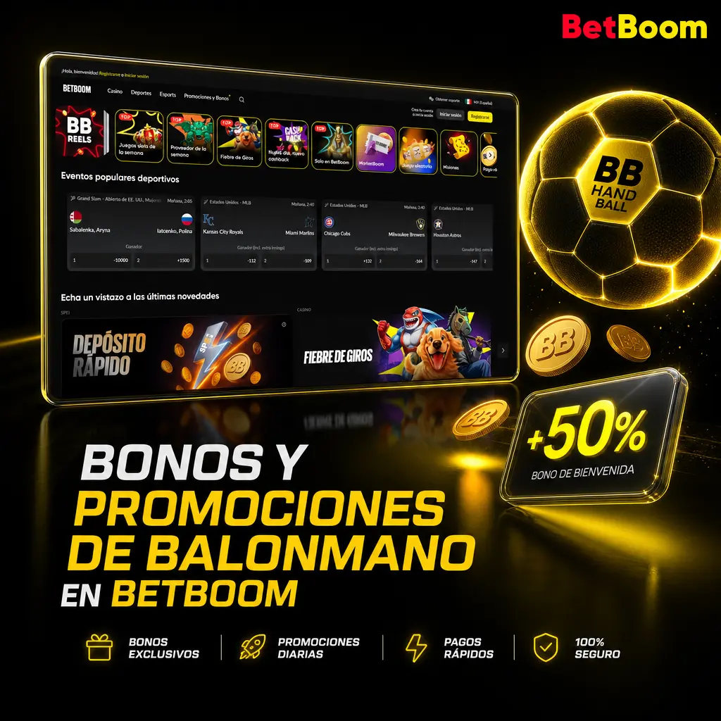 Bono de bienvenida Betboom: 100 giros gratis y hasta 20,075 MXN para apostar en balonmano y torneos como el Mundial de la IHF