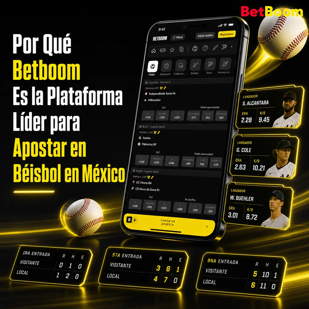 Betboom: cuotas competitivas, retiros rápidos y línea profunda por entrada para apostar en béisbol MLB, NPB y LMP en México.