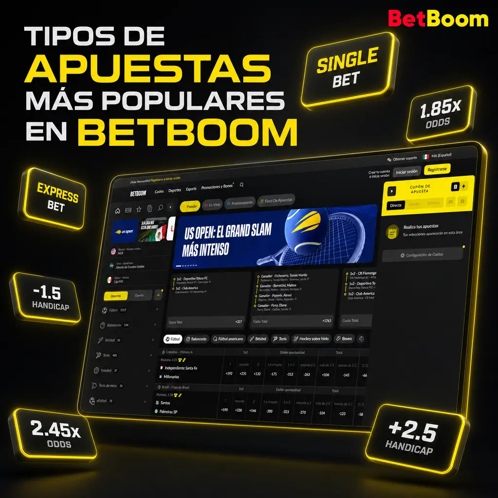 Tipos de apuestas populares en Betboom: simple, combinada, sistema, cadena y cash out con reglas claras de pago.
