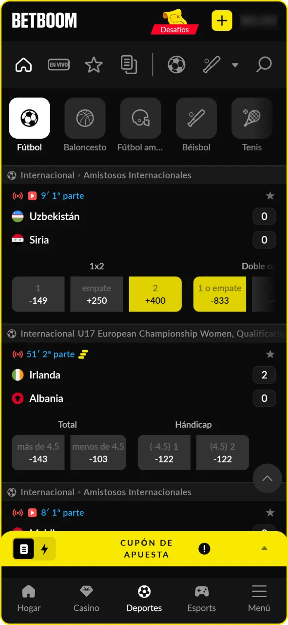 Elige el mercado de apuestas y analiza las cuotas ofrecidas antes de seleccionar tu pronóstico.